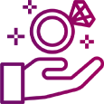 A person holding a ring icon in pink color