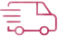 A moving truck icon in pink color on transparent background